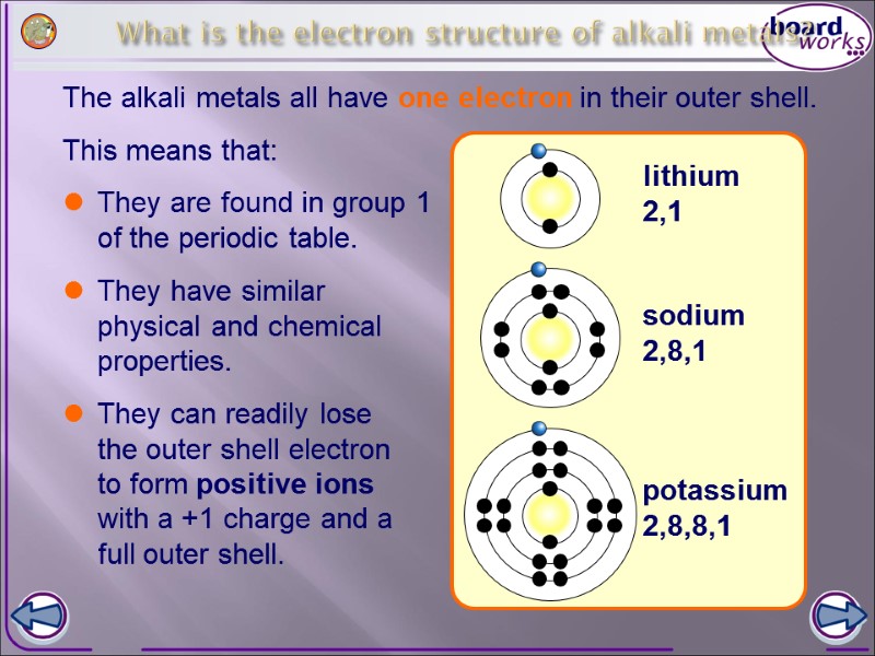 What is the electron structure of alkali metals? The alkali metals all have one